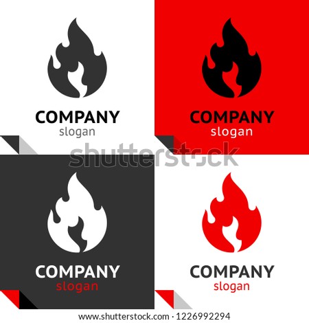 Fire flames, new set four colored variants for your logo