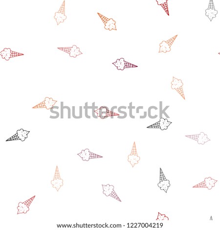 Dark Blue, Red vector seamless background with ice-cream cones. Illustration with set of delicious sweet ice-cream cones. Pattern for ads of breakfast, lunch, dinner.