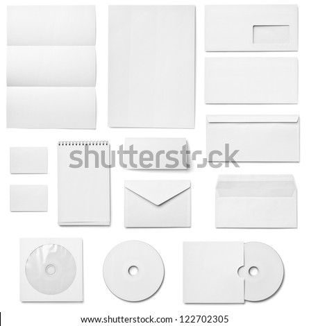 collection of various  blank white paper on white background. each one is shot separately Royalty-Free Stock Photo #122702305
