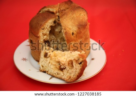 Pantone Bread. Traditional Pantone bread on a red Christmas background. 
