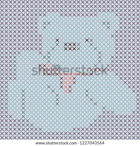 A cute bear embroidered with a cross stitch