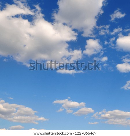 Light cumulus clouds in the blue sky. A bright sunny day.