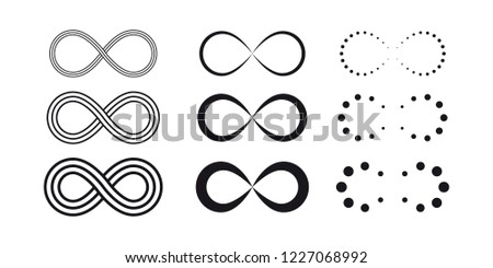 Infinity symbols. Eternal, limitless, endless, life icons or signs concept. Isolated on a white background.