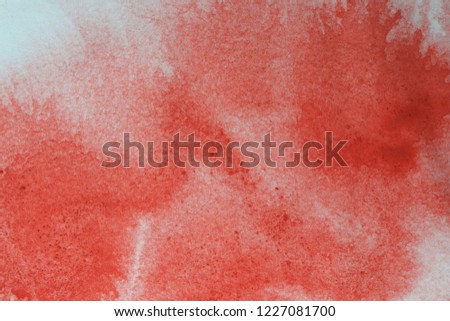 Abstract hand painted red watercolor splash on white paper background, Creative Design Templates