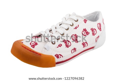 Casual Unisex Sneakers With Skulls And Bones Design Isolated On White
