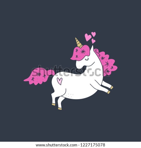 Vector and jpg image, clipart, editable isolated details. Cute unicorn art, baby Illustration, unique print for posters, cards, mugs, clothes and other.