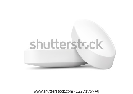Realistic oval pills isolated on white background. Can be used for medical and cosmetic. EPS10. Royalty-Free Stock Photo #1227195940