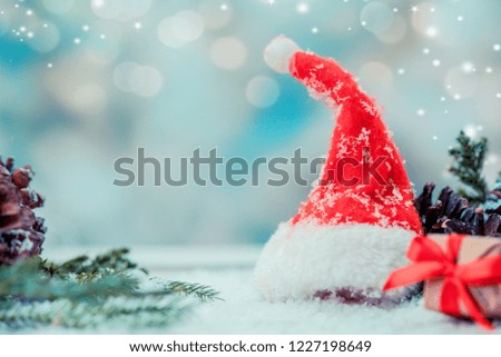 Merry Christmas and Happy New Year, winter season with snow and decoration