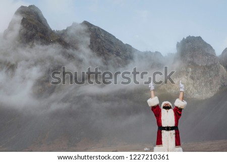 Santa Claus in the mountains of Iceland