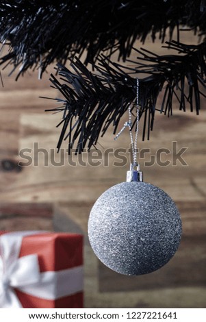 A studio photo of a christmas tree branch