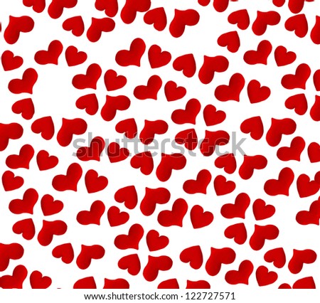 Red hearts background on white