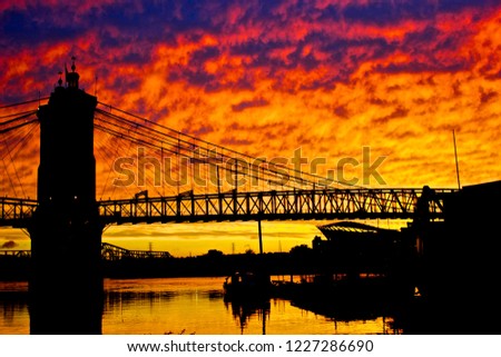 Downtown Cincinnati sunset. 