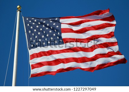American Flag Fluttering in the Air
