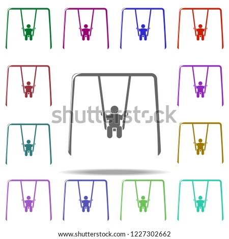 child on a swing icon. Elements of Children in multi color style icons. Simple icon for websites, web design, mobile app, info graphics