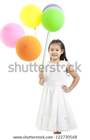 isolated studio picture from a little girl with balloons