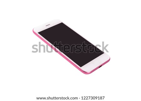Pink smartphone  isolated on white background.