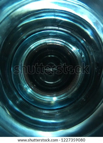 blue water in the glass