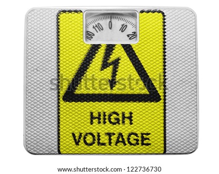 High voltage sign drawn at painted on balance