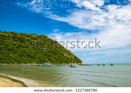 Panoramic view of Gulf of Thailand, Prachuap Khiri Khan, Thailand