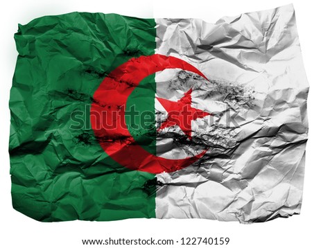 Algeria. The Algerian flag  painted on crumpled paper