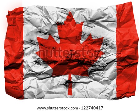 Canada. Canadian flag  painted on crumpled paper