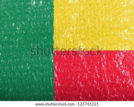 Benin. Benini flag  painted on bubblewrap