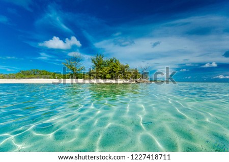 Clear waters of an islet in Bimini Royalty-Free Stock Photo #1227418711