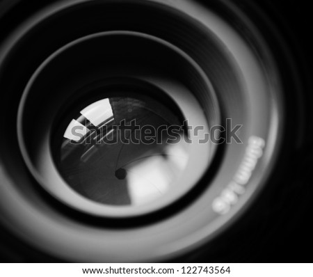 Macro of DSLR lens in b/w
