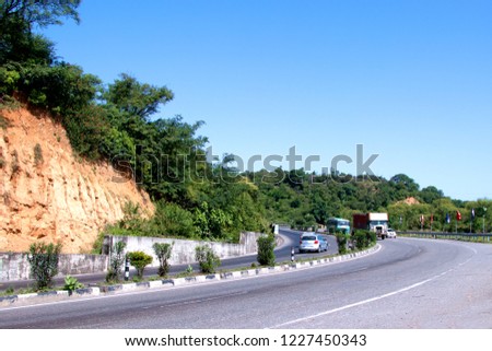 Vehicles running on the indian highway, 4 lane roads