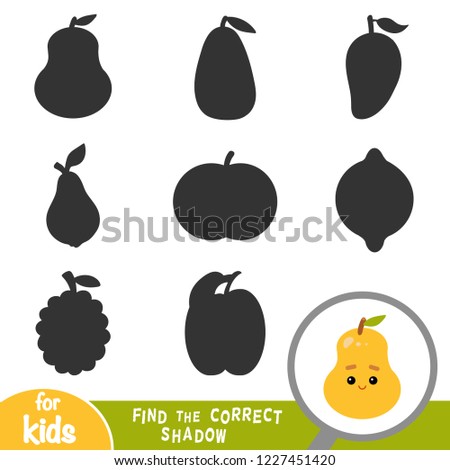 Find the correct shadow, education game for children, Pear