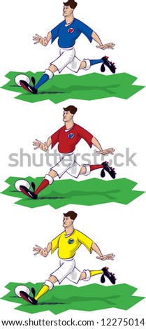 Football player in 3 colors