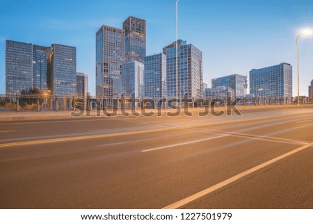 An open view of the asphalt road and modern urban architecture skyline panorama in Beijing China