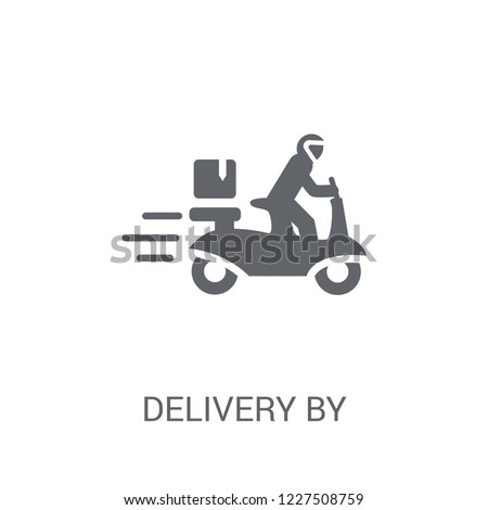 Delivery by Motorcycle icon. Trendy Delivery by Motorcycle logo concept on white background from Delivery and logistics collection. Suitable for use on web apps, mobile apps and print media.