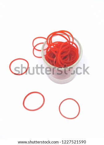 Rubber band colors red isotated on white background