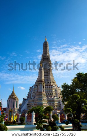 Wat Arun, or Temple of the Dawn, in Bangkok, Thailand at Noon
