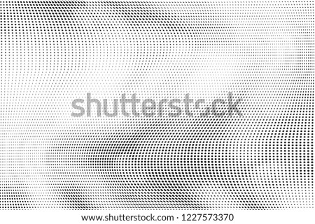 Polka dot light halftone pattern. Gradient dots background. Modern vector illustration. Abstract curves. Points backdrop. Dotted spotted pattern. Monochrome wide grunge template