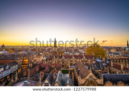 Oxford City viewed from the tower of St. Mary church Royalty-Free Stock Photo #1227579988