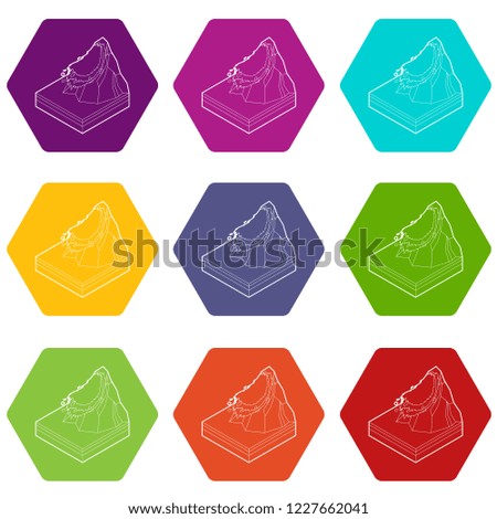 Avalanche icons 9 set coloful isolated on white for web