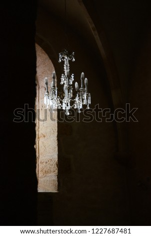 Close picture of chandelier in an old manor-house style Caravage
