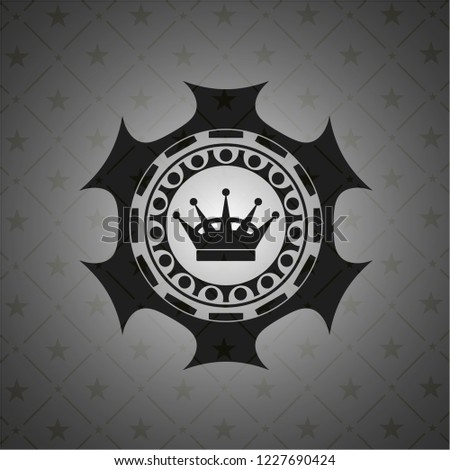 queen crown icon inside realistic dark emblem
