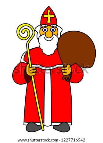 Vector illustration of Saint Nicolas, symbol of traditional holiday celebrated on 6th of December.