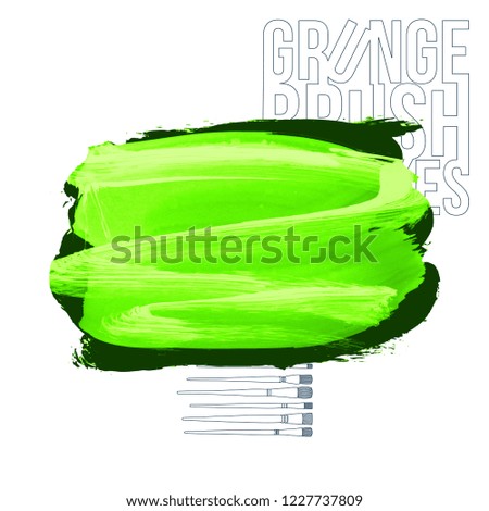 Green  brush stroke and texture. Grunge vector abstract hand - painted element. Underline and border design.