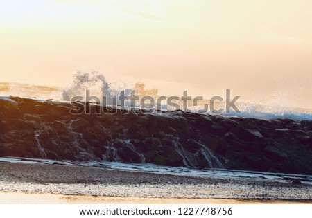 Beautiful pictures of a stormy sea on a beautiful autumn day in Westkapelle