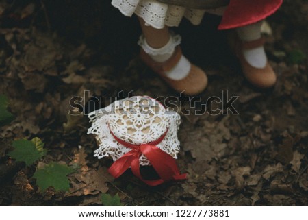 decoration of tale little red riding hood with a wolf in forest