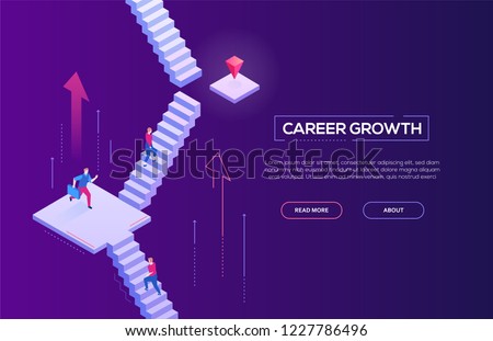 Career growth - modern isometric vector web banner Royalty-Free Stock Photo #1227786496