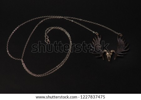 Necklace with moose skull, gothic jewelry