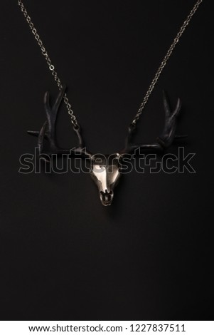 Necklace with dee skull, gothic jewelry
