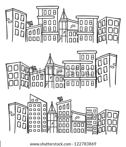 City skylines in doodle style