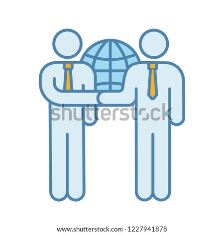 International relations color icon. Global trade. Business deal. Partnership. Business cooperation. Isolated vector illustration