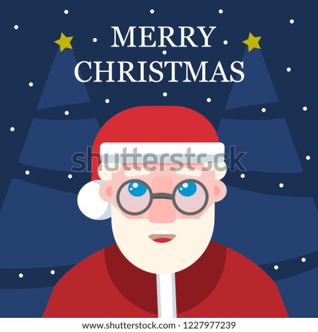 Flat Christmas illustrations with merry Santa. Greeting card.